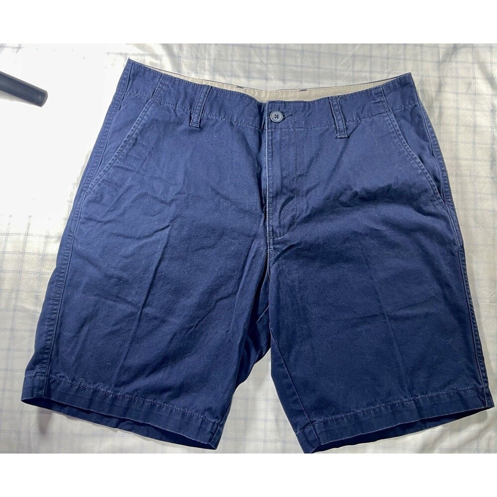 Old Navy Lived-In Straight Shorts Mens 34 Navy Blue 9" Inseam Cotton Chino